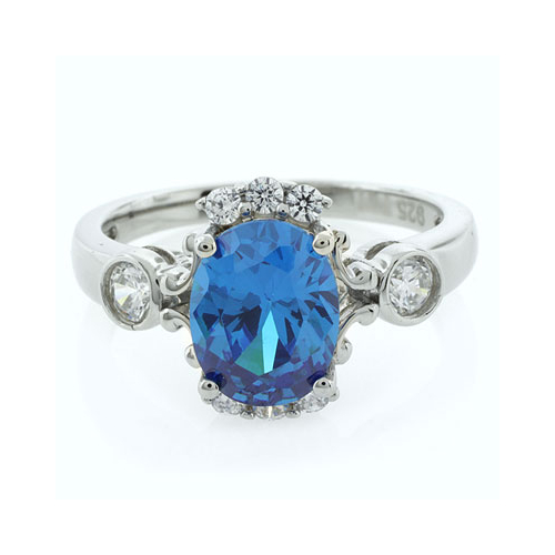 Blue Topaz Silver Elegant Ring