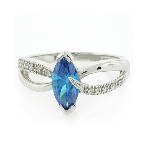 Marquise Cut Blue Topaz Silver Ring