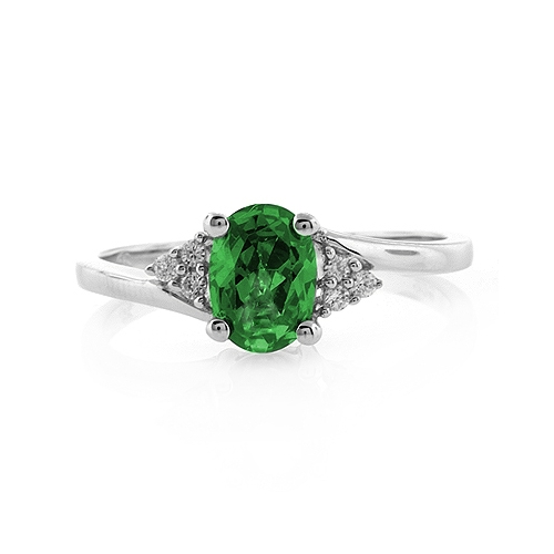 Oval Cut Emerald Promise Ring