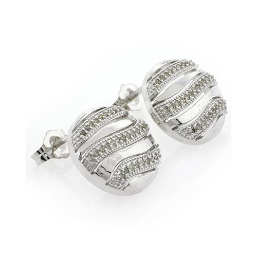 Sterling Silver Genuine Diamond Earrings