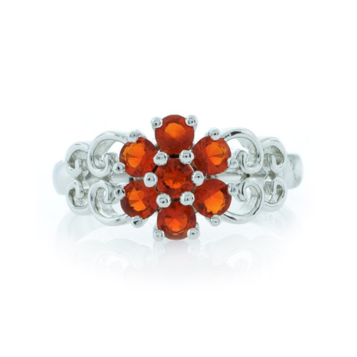 Genuine Fire Cherry Opal Silver Ring