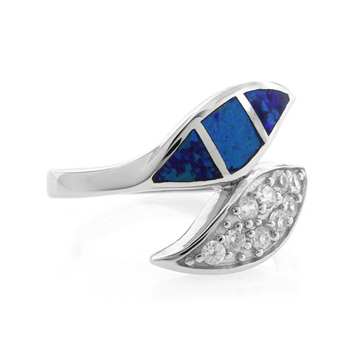 Leaf Shape Opal Sterling Silver Ring