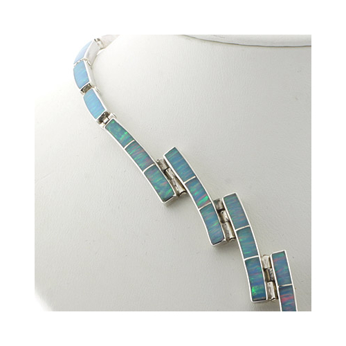 Mexican Blue Fire Opal Silver Necklace