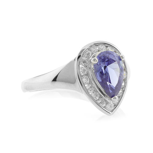 Pear Cut Tanzanite Silver Ring