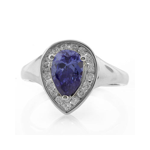 Pear Cut Tanzanite Silver Ring