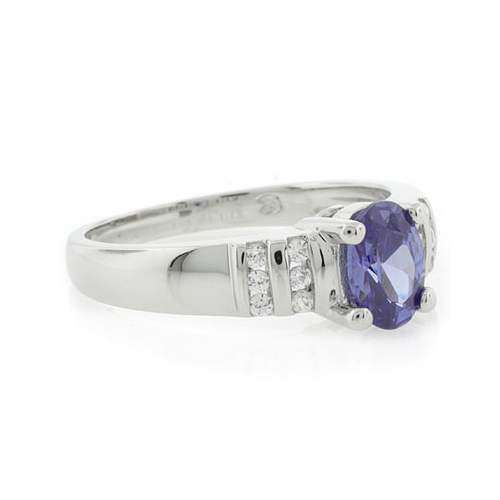 Solitaire Oval Cut Sterling Silver Tanzanite Ring
