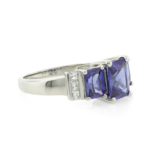 3 Stone Tanzanite Sterling Silver Ring