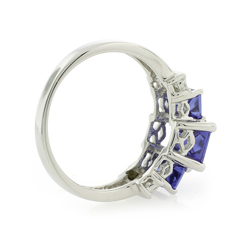3 Stone Tanzanite Sterling Silver Ring