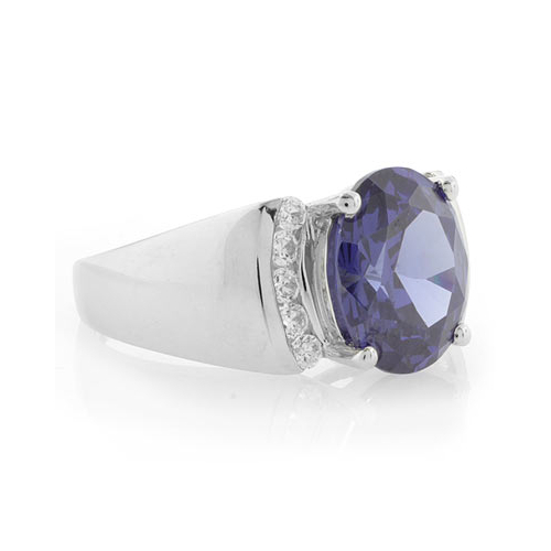 Oval Cut Huge Tanzanite Sterling Silver Ring