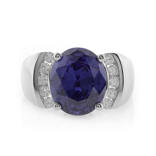Oval Cut Huge Tanzanite Sterling Silver Ring