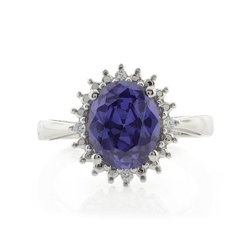 Oval Princess Kate Style Tanzanite Silver Ring