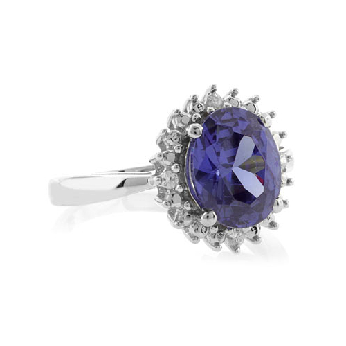 Oval Princess Kate Style Tanzanite Silver Ring