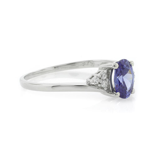 Solitaire Oval Cut Tanzanite Sterling Silver Ring