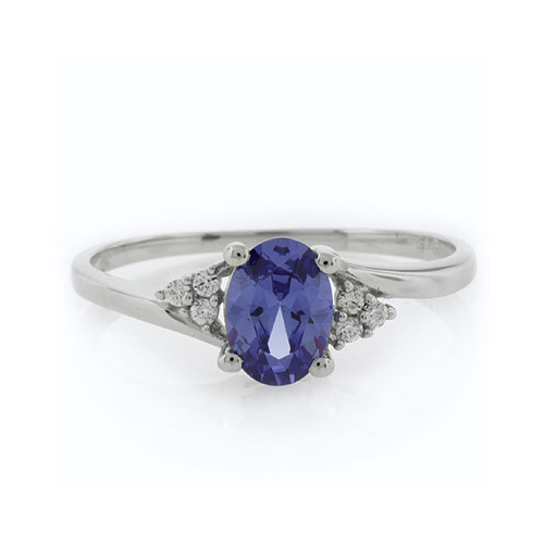 Solitaire Oval Cut Tanzanite Sterling Silver Ring