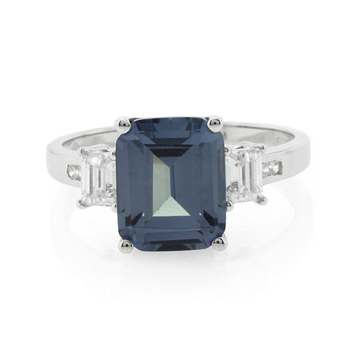 Alexandrite Sterling Silver Emerald Cut Ring