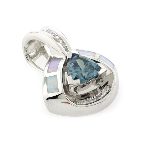 Alexandrite and White Opal Silver Pendant
