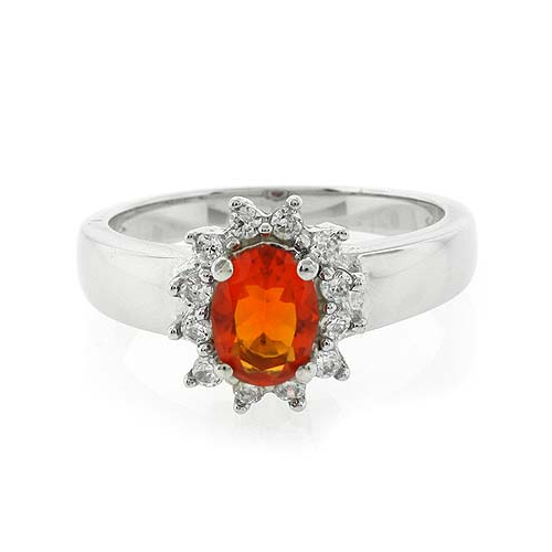 Authentic Fire Oval Cut Opal Silver Moss Ring