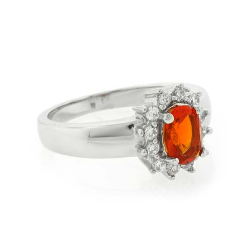 Authentic Fire Oval Cut Opal Silver Moss Ring