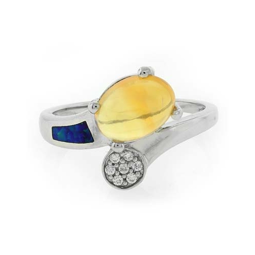 Genuine Fire Jelly Opal Blue Opal Silver Ring