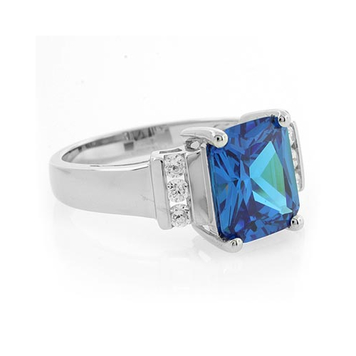 Emerald Cut Blue Topaz Ring