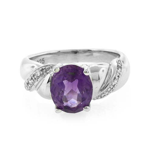 Genuine Amethyst Silver Ring
