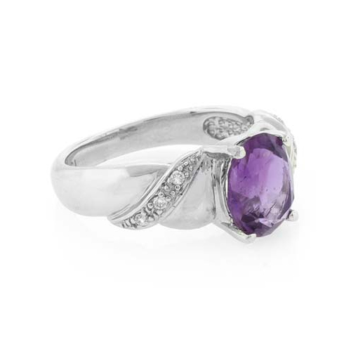 Genuine Amethyst Silver Ring