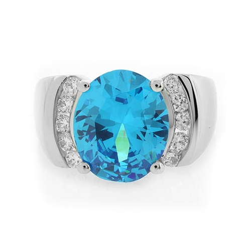 Big Blue Topaz Silver Ring