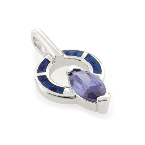 Opal and Tanzanite Disc Silver Pendant