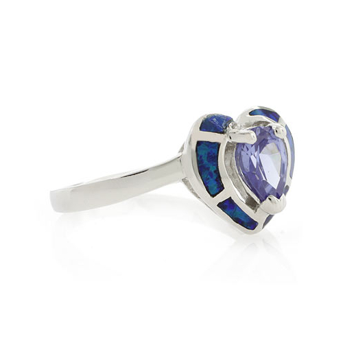 Opal and Tanzanite Heart Ring