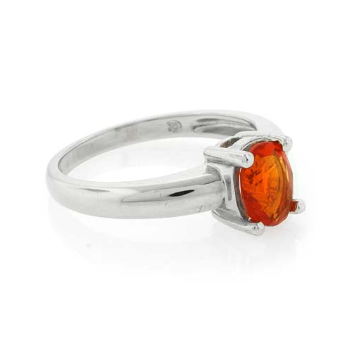Genuine Fire Oval Cut Opal Silver Solitaire Ring