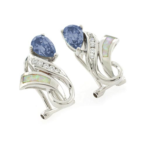 Opal and Alexandrite Silver Earrings