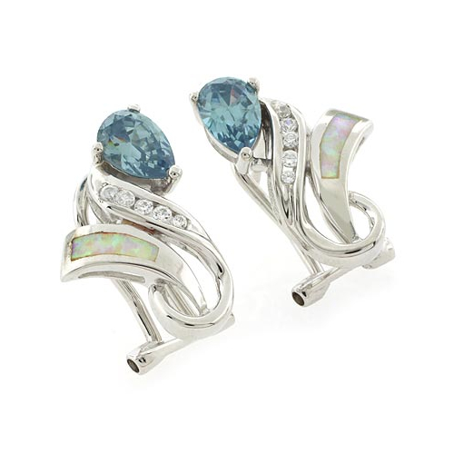 Opal and Alexandrite Silver Earrings