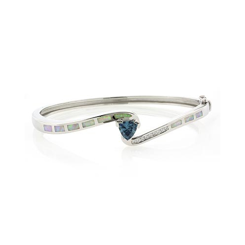 Opal and Alexandrite Silver Bangle