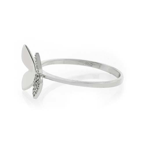 18K White Gold Diamond Butterfly Ring