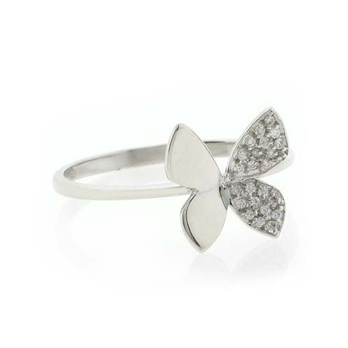 18K White Gold Diamond Butterfly Ring