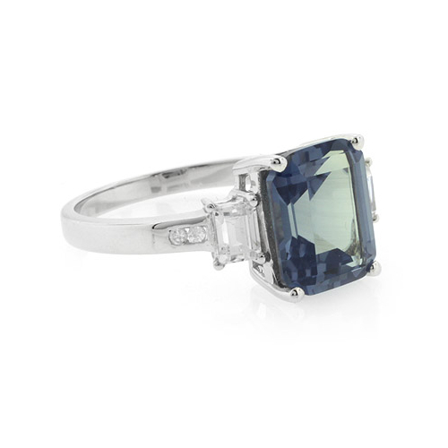 Alexandrite Sterling Silver Emerald Cut Ring