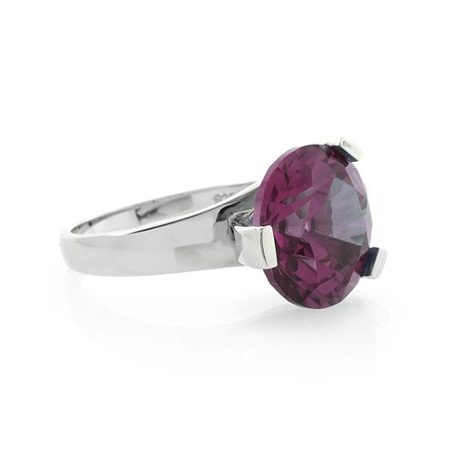 Round Huge Alexandrite Changing Color Sterling Silver Ring