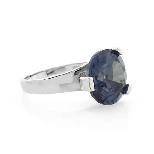 Round Huge Alexandrite Changing Color Sterling Silver Ring