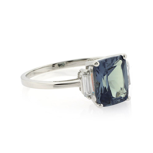 Alexandrite Emerald Cut Ring Changing Color Stone