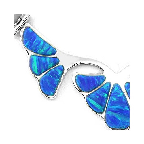 Blue Opal Silver Flower Necklace, Bracelet and Earrings Set