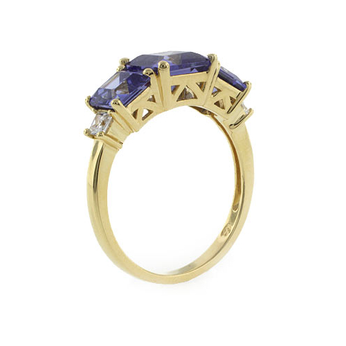 3 Stone Tanzanite Sterling Silver Gold Plated Ring