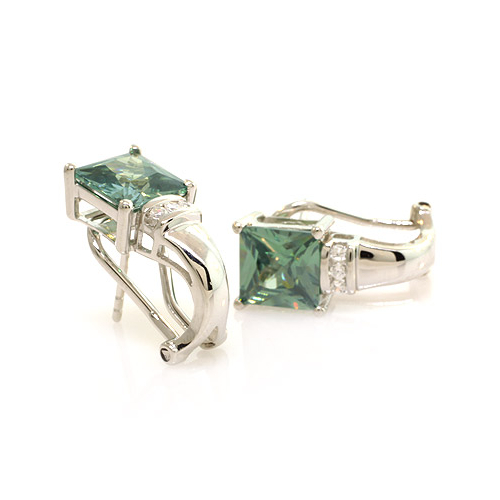 Mystic Topaz Silver Earrings with Omega Closure