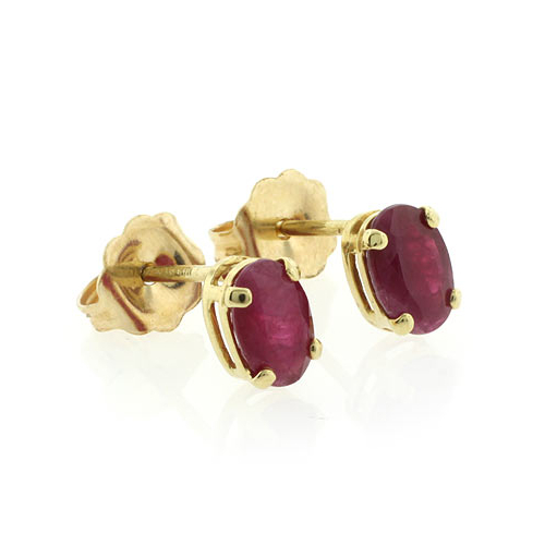 Ruby 14k Yellow Gold Stud Earrings