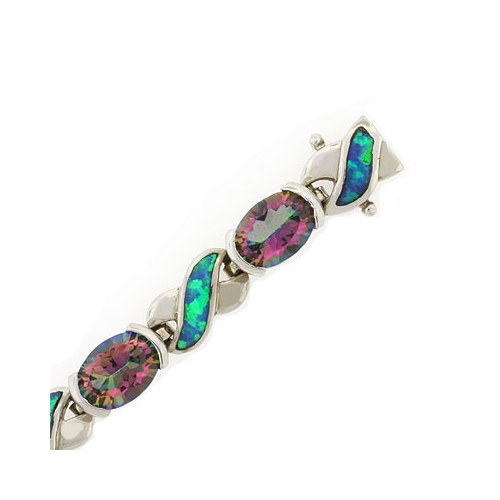 Australian Opal With Mystic Topaz 14k Yellow Gold Bracelet