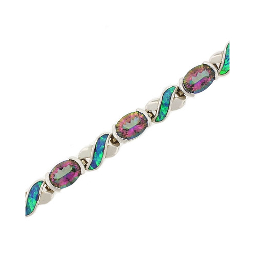 Australian Opal With Mystic Topaz 14k Yellow Gold Bracelet