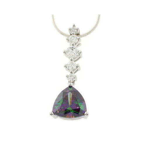 Mystic Topaz Trillion Cut Silver Pendant