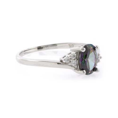 Solitaire Oval Cut Mystic Topaz Sterling Silver Ring