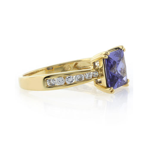 Princess Cut Tanzanite Sterling Silver Ring