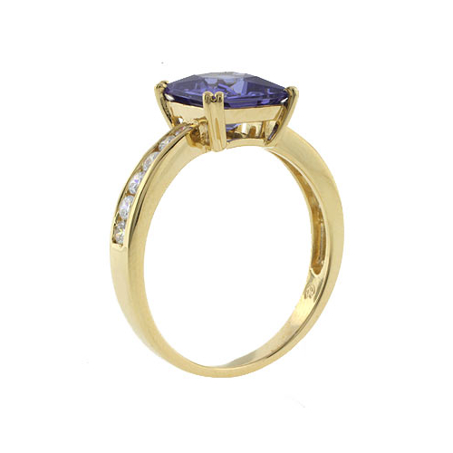 Princess Cut Tanzanite Sterling Silver Ring