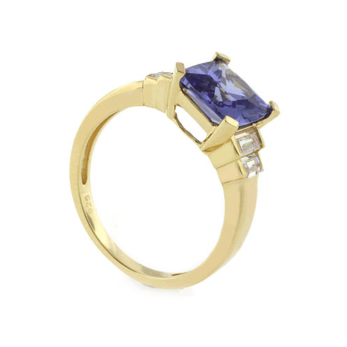 Tanzanite Sterling Silver Ring in Gold Plated